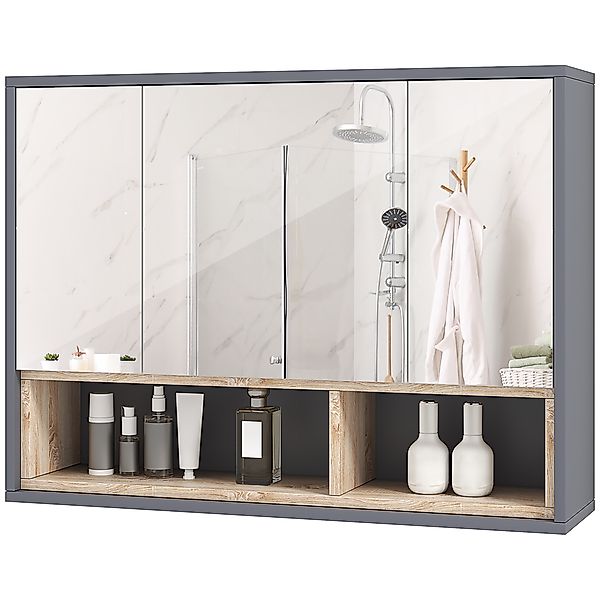 HOMCOM Wandmontage Schrank, Badezimmermöbel mit Spiegel Schrank hängend, Ba günstig online kaufen