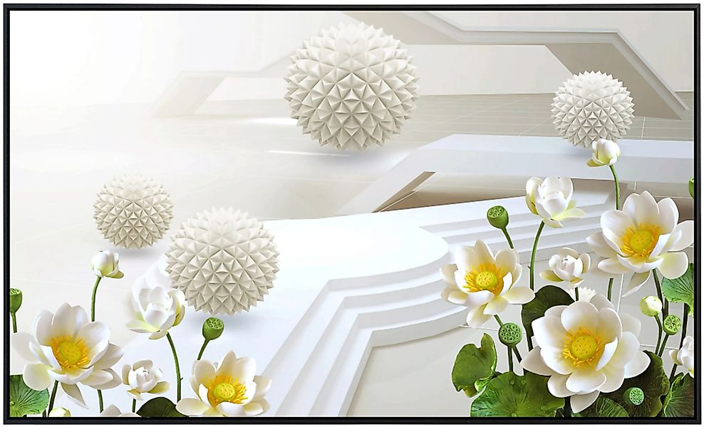 Papermoon Infrarotheizung »Abstrakt 3D Effekt mit Blumen«, sehr angenehme S günstig online kaufen