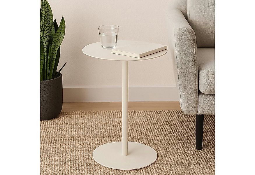 Koopman Beistelltisch Metalltisch Rund 53x35x25 cm Beige / Schwarz / Weiß ( günstig online kaufen