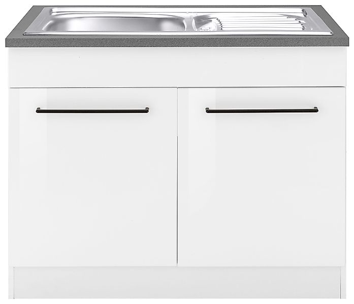 KOCHSTATION Spülenschrank "KS-Tulsa", 100 cm breit, 2 Türen, Metallgriff, M günstig online kaufen