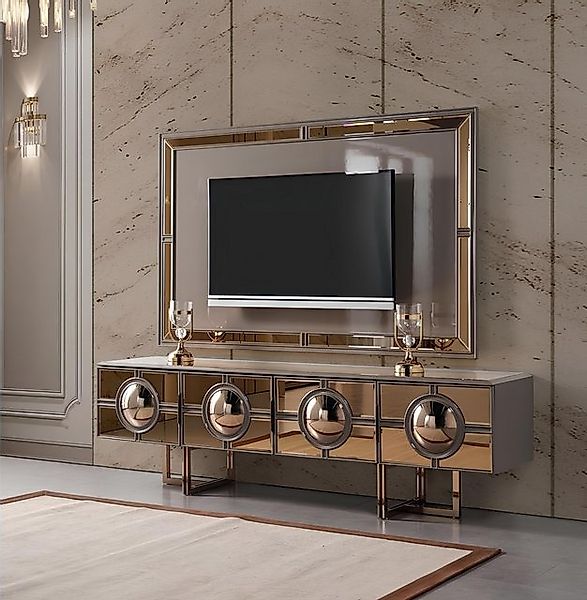 Xlmoebel TV-Schrank Fernsehtisch RTV Unterschrank Wohnzimmer Highboard Gold günstig online kaufen