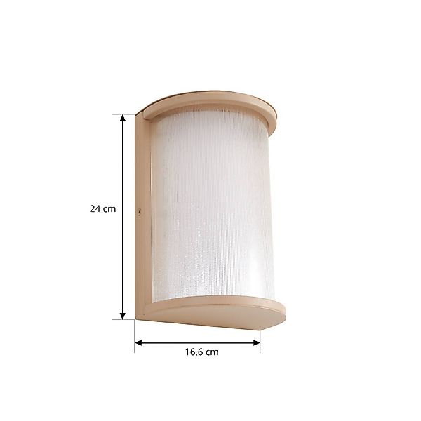 Lindby LED-Außenwandleuchte Calvik, beige, geriffelt, IP44 günstig online kaufen