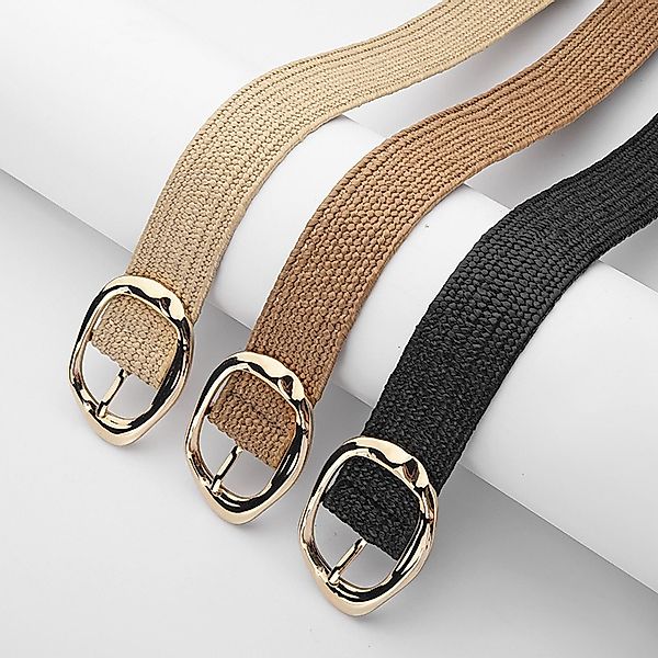 Coonoor Flechtgürtel Stroh Gewebte Elastische Taillengürtel für Damen Boho günstig online kaufen