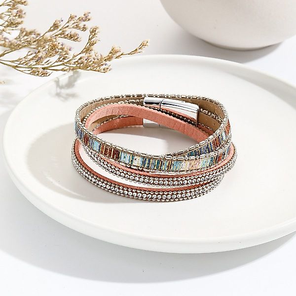 THE FASHION HOUSE Lederarmband Funkelndes Damen günstig online kaufen