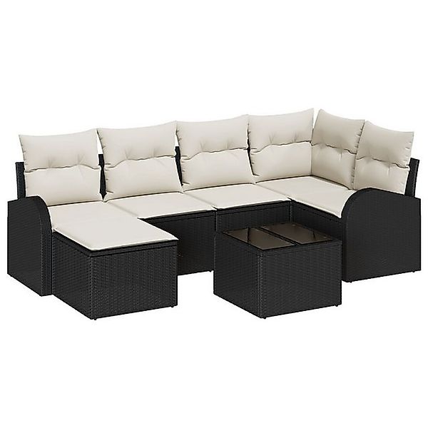 vidaXL Loungesofa 6-teiliges Garten-Sofa-Set mit Kissen Braun Poly-Rattan, günstig online kaufen