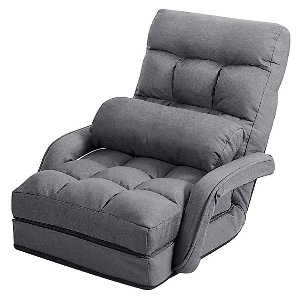 Costway Klappsofa Verstellbar Gepolstert Liegebett Grau günstig online kaufen
