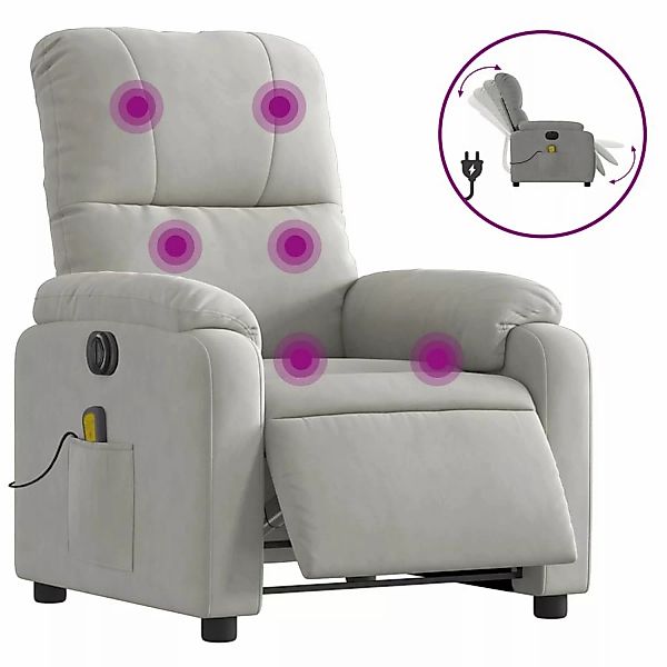 vidaXL Sessel Massagesessel Elektrisch Hellgrau Mikrofasergewebe günstig online kaufen