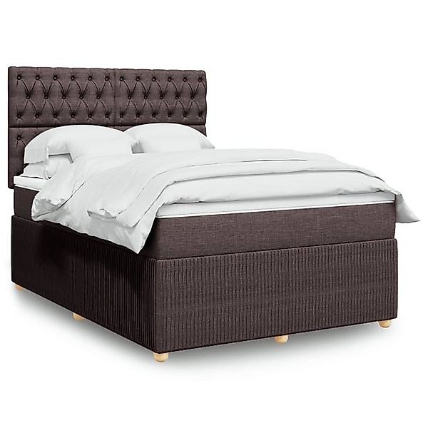 vidaXL Boxspringbett, Boxspringbett mit Matratze Dunkelbraun 160x200 cm Sto günstig online kaufen