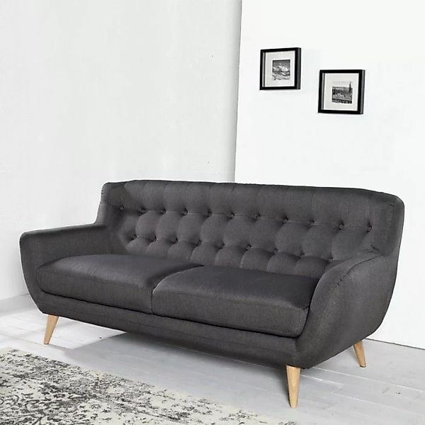 Retro 3er Sofa G?TEBORG Anthrazit-Eiche im skandinavischen Stil günstig online kaufen
