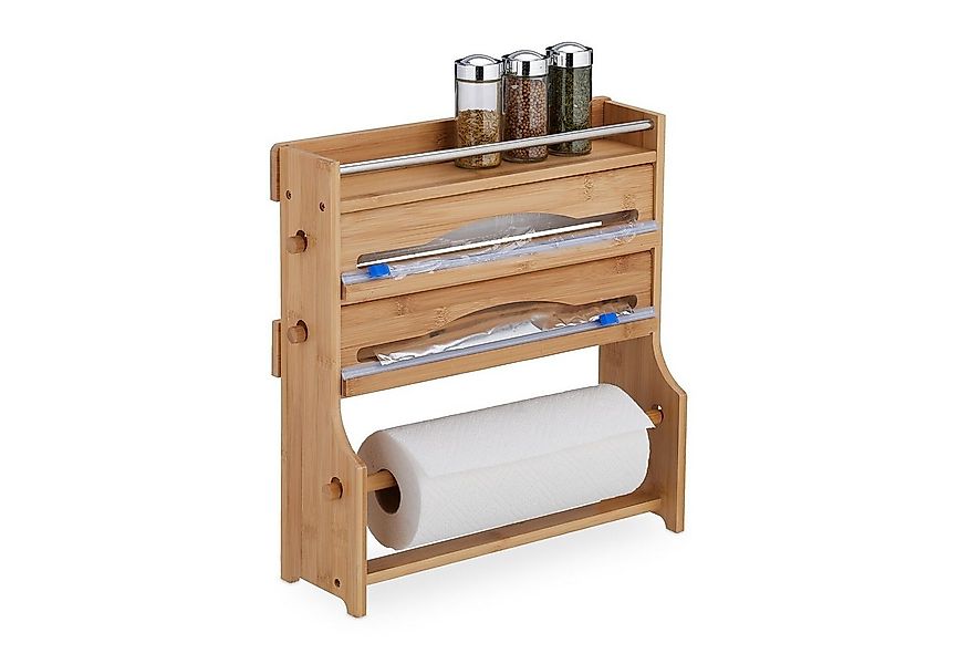 relaxdays Folienspender Wandrollenhalter mit Gewürzregal günstig online kaufen