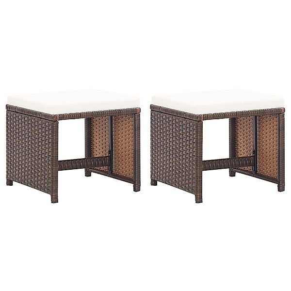 vidaXL Gartenhocker 2 Stk. mit Sitzkissen Poly Rattan Braun günstig online kaufen