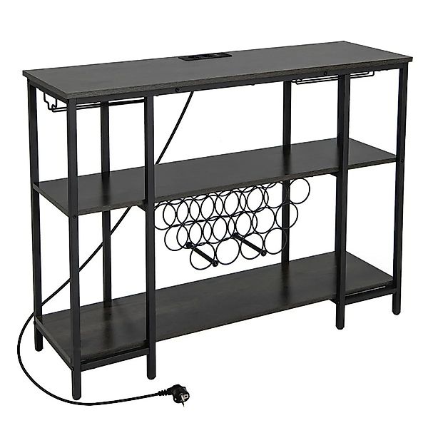 Costway Weinregal 3 Ebenen 15 Flaschen Grau 113 x 35 x 85 cm günstig online kaufen