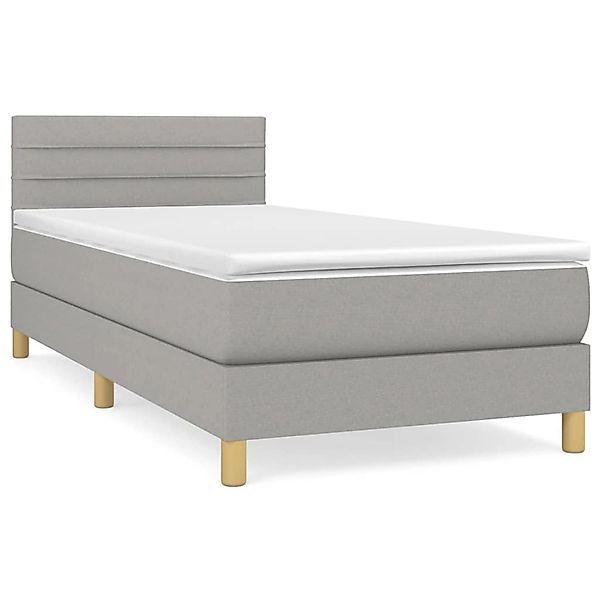 vidaXL Boxspringbett Boxspringbett mit Matratze Hellgrau 100x200 cm Stoff B günstig online kaufen