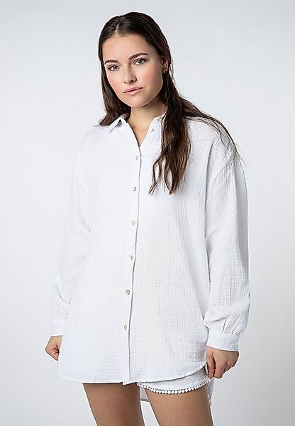 SUBLEVEL Langarmbluse Damen Musselinbluse langarm mit Kentkragen Oversizebl günstig online kaufen