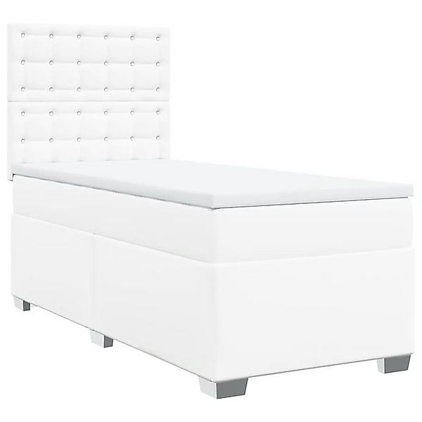vidaXL Bett Boxspringbett mit Matratze Weiß 80x200 cm Kunstleder günstig online kaufen