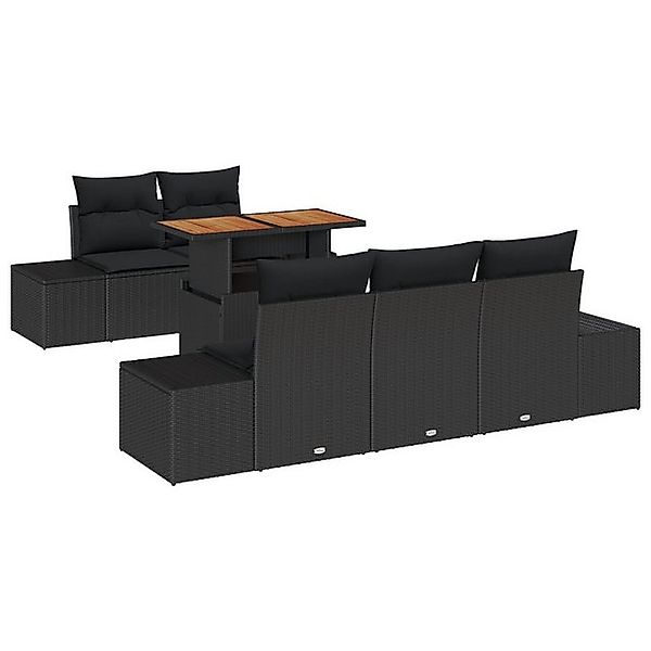 vidaXL Loungesofa 6-teilige Gartentischgruppe mit Kissen Schwarz Poly Ratta günstig online kaufen