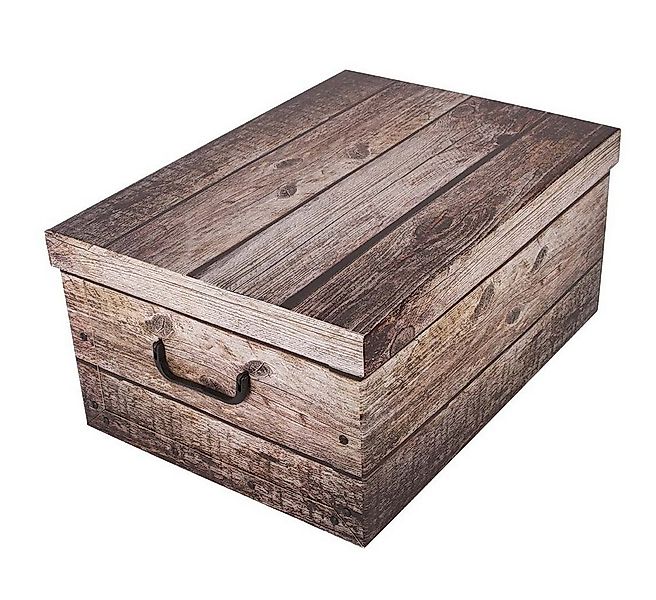 Kreher Aufbewahrungsbox Aufbewahrungsbox, Dekokarton - Motiv: Holz Grau günstig online kaufen