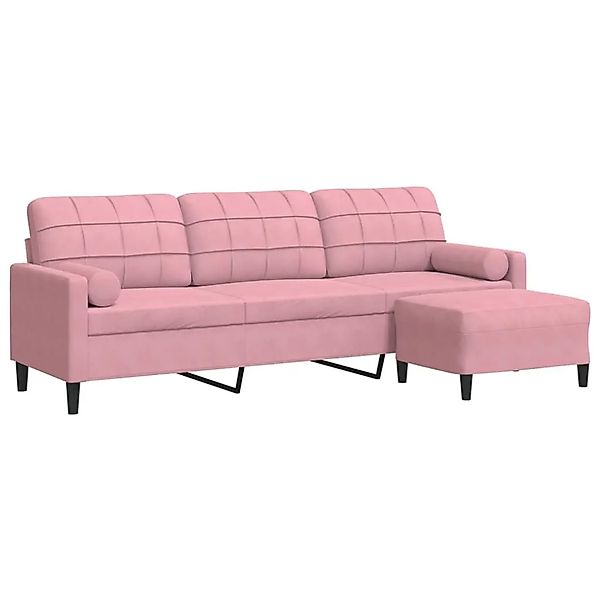 vidaXL 3-Sitzer-Sofa mit Hocker Rosa 210 cm Samt 3278280 günstig online kaufen