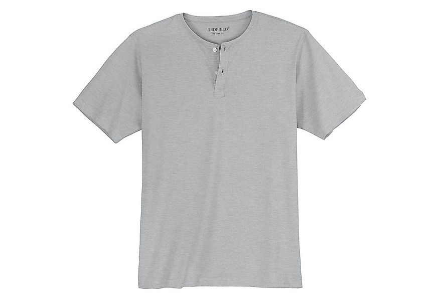 redfield Rundhalsshirt Redfield XXL T-Shirt grau melange Knopfleiste günstig online kaufen