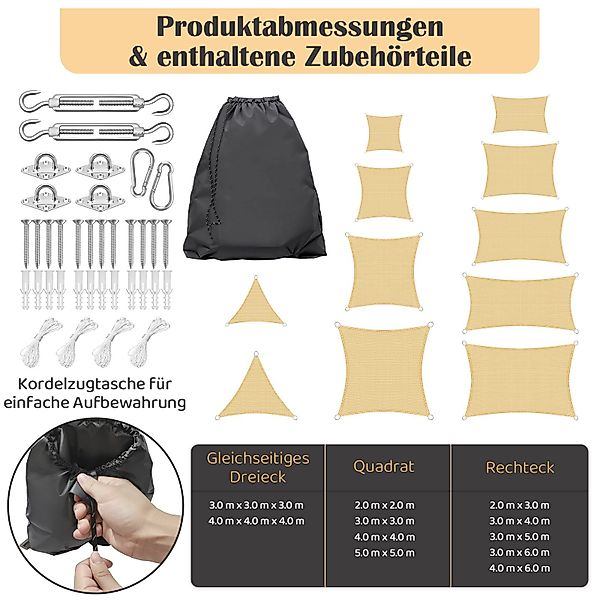 Homewit Sonnensegel Rechteckig/Viereckig/Dreieck, UV schutz, Winddicht, günstig online kaufen