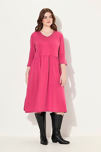 Ulla Popken Midikleid Jerseykleid Rollkanten A-Linie günstig online kaufen