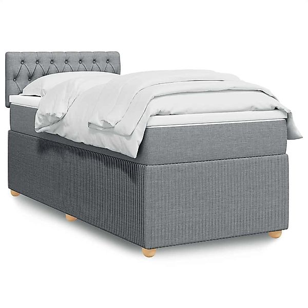 vidaXL Boxspringbett mit Matratze Hellgrau 90x190 cm Stoff 3289618 günstig online kaufen