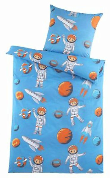 Carpe Sonno Kinder Bettwäsche 135x200 Jungen Astronaut blau Gr. 135 x 200 + günstig online kaufen