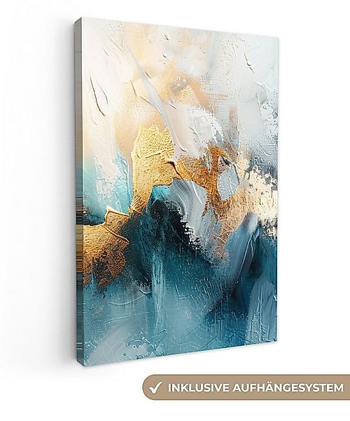 OneMillionCanvasses® Leinwandbild Abstrakt - Kunst - Gold - Blau, Fotodruck günstig online kaufen