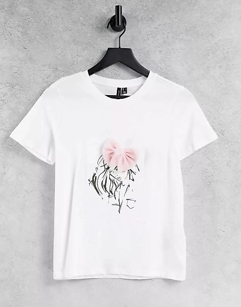 Vero Moda – Weißes T-Shirt mit Schriftzug günstig online kaufen