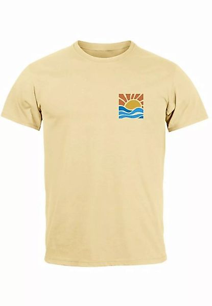 Neverless Print-Shirt Herren T-Shirt Logo Print Sommer Sonne Welle Strand B günstig online kaufen