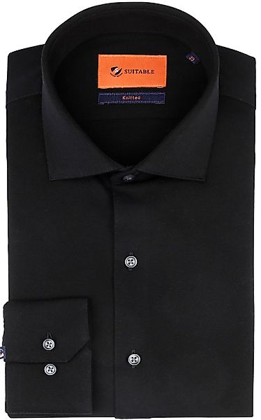 Suitable Hemd Knitted Pique Schwarz - Größe 43 günstig online kaufen