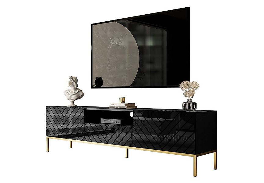 Lookway TV-Schrank SANTILE 190 cm auf goldenen Beinen Hochglanz günstig online kaufen