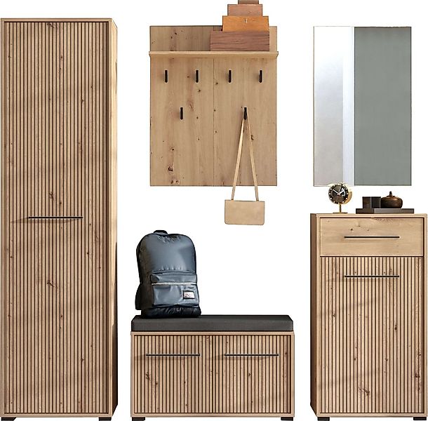 INOSIGN Garderoben-Set "Landes, Flurmöbel, Breite 189 cm, in Artisan Eiche günstig online kaufen