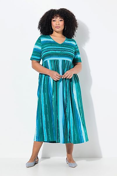 Ulla Popken Maxikleid Jerseykleid Streifenmix A-Linie günstig online kaufen