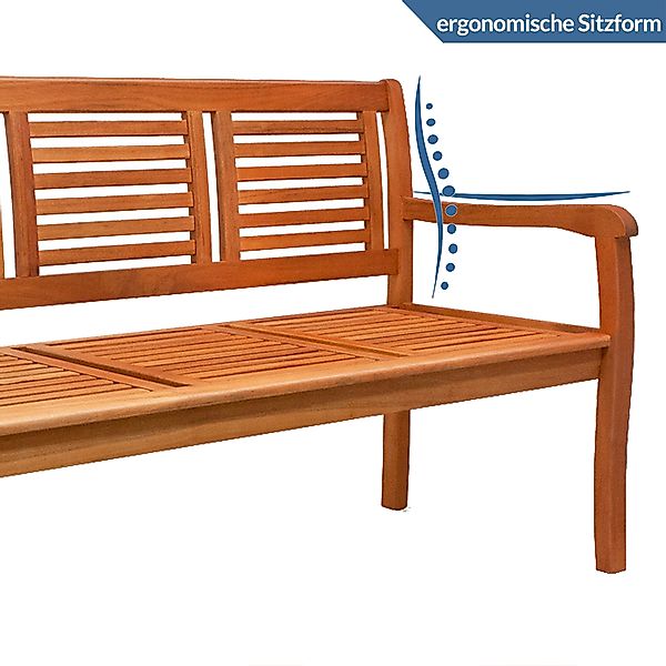 Casaria Bank, Wetterfest Holz FSC® 480kg Belastbar Garten Holzbank Eukalypt günstig online kaufen