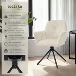 tectake Esszimmerstuhl Drehbarer Armlehnstuhl Daya, in günstig online kaufen