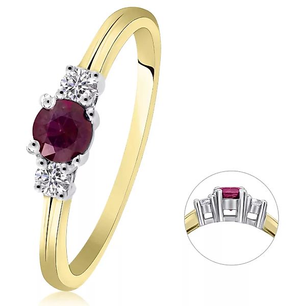 ONE ELEMENT Diamantring "0,11 ct Diamant Brillant Rubin Ring aus 585 Gelbgo günstig online kaufen