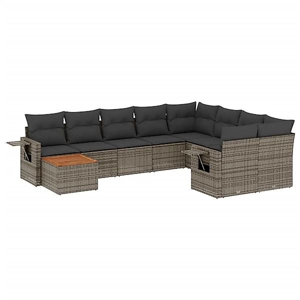 vidaXL 10-Tlg Garten-Sofagarnitur mit Kissen Grau Poly Rattan 3224730 günstig online kaufen