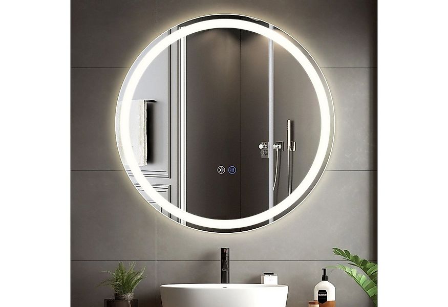 Nettlife Badspiegel Modern 50 cm Rund Beleuchteter Badezimmerspiegel mit To günstig online kaufen