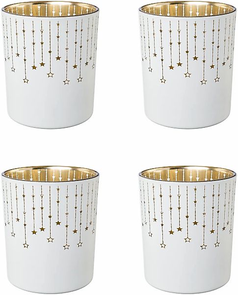 Creativ deco Teelichthalter "Weihnachtsdeko", (4 St.), mit goldfarbener Inn günstig online kaufen