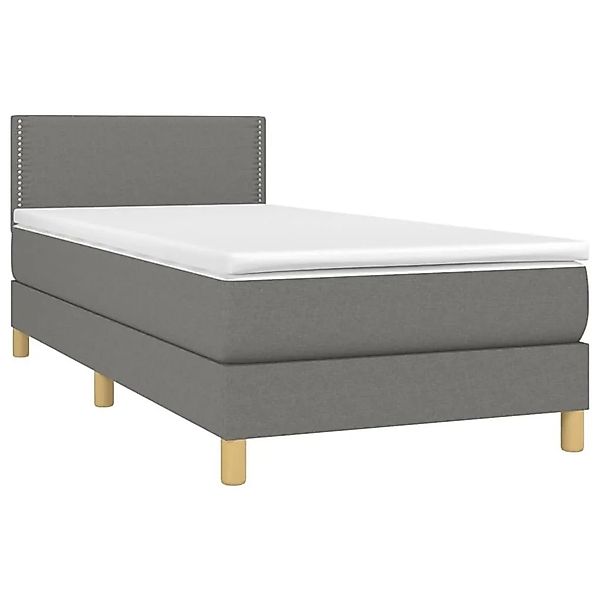 vidaXL Boxspringbett mit Matratze & LED Dunkelgrau 90x200 cm Stoff 3133606 günstig online kaufen