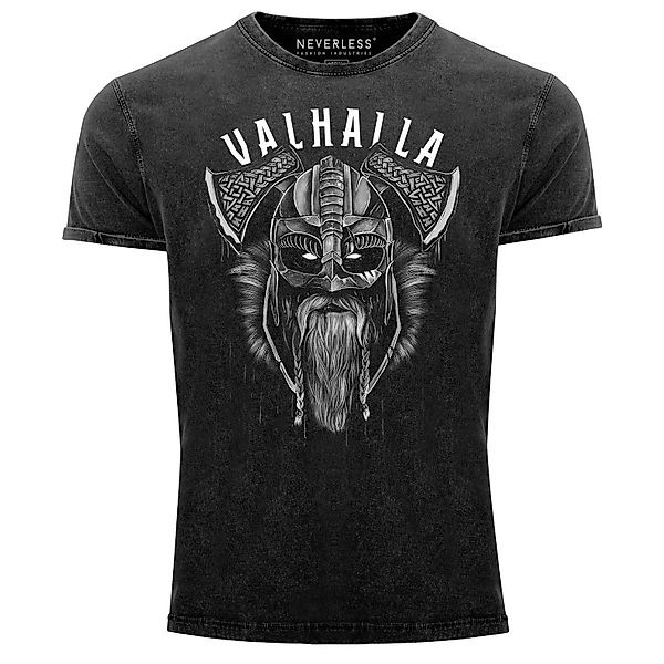 Neverless Print-Shirt Herren Vintage Shirt Valhalla günstig online kaufen