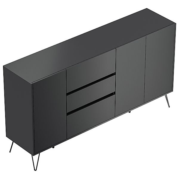 Posseik Sideboard Industrial Q 3 Schubladen 3 Türen 180 cm Grafit günstig online kaufen