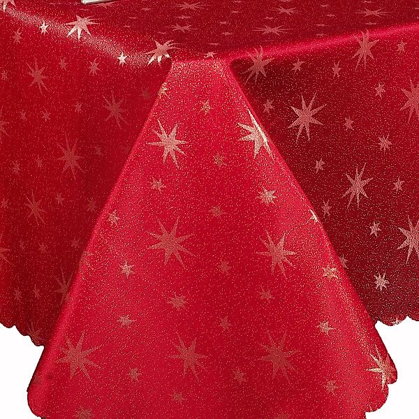 Tischläufer Glitzer Sterne Tischdecke Rot Gold günstig online kaufen