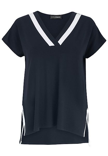 Doris Streich V-Shirt mit dekorativen weißen Einsätzen günstig online kaufen