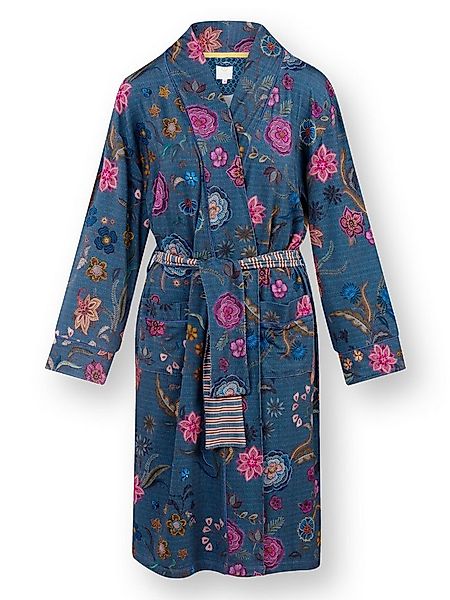 PiP Studio Bademantel Nisha Kimono Flower Blue XXL, Viskose / Elasthan günstig online kaufen