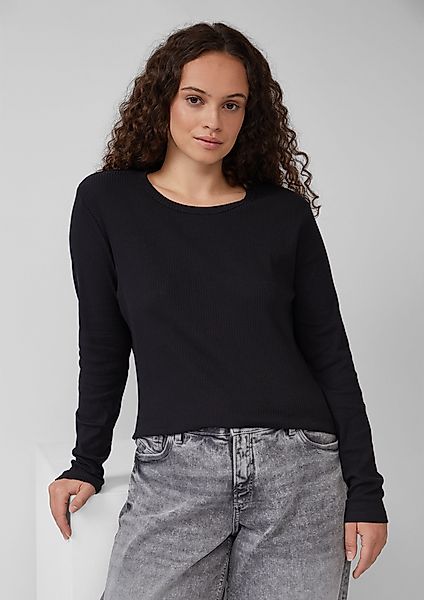 QS Kurzarmshirt Geripptes Longsleeve im Slim günstig online kaufen