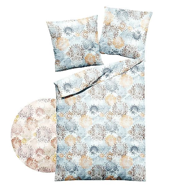 Dormisette Bettwäsche 135x200cm Blau Beige Ornamente günstig online kaufen