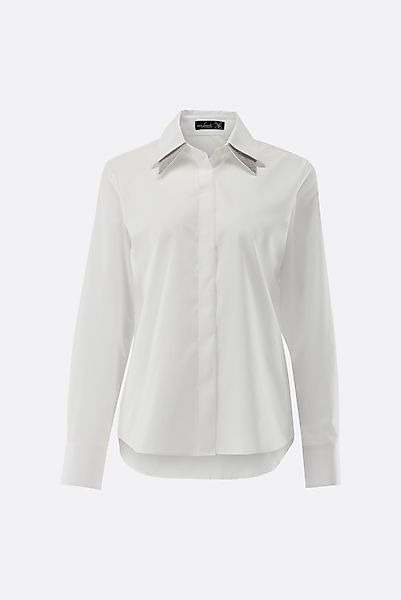 Bluse mit doppeltem Kragen und glänzenden Details günstig online kaufen