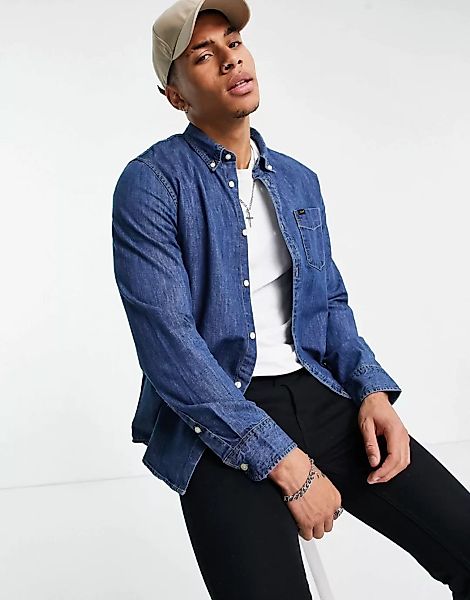 LEE – Jeanshemd in Blau gefärbt mit durchgehender Knopfleiste günstig online kaufen
